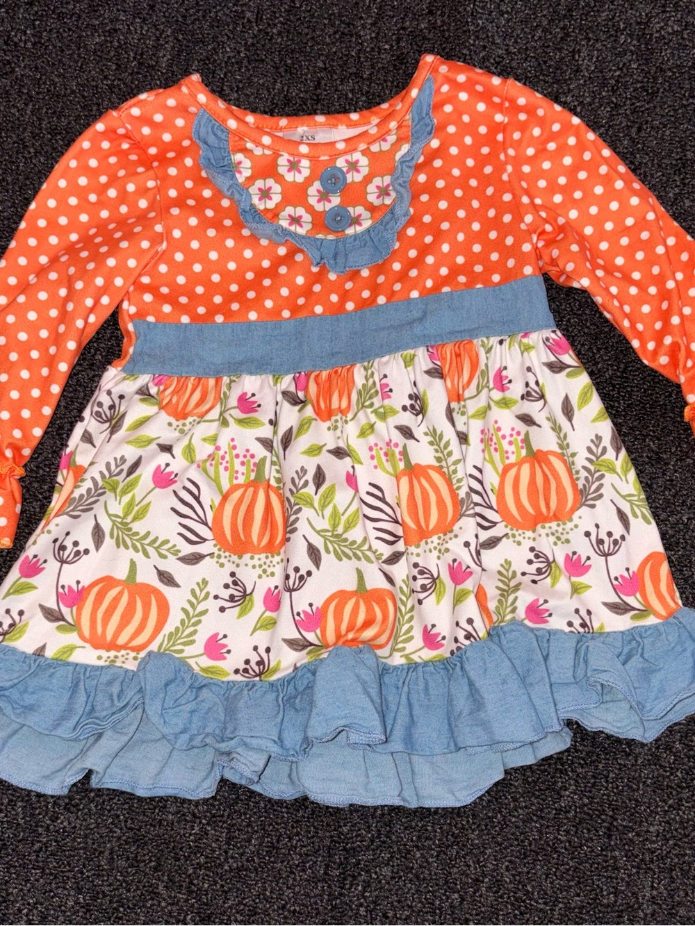 Girls Boutique Orange Polka Dot Pumpkin Dress